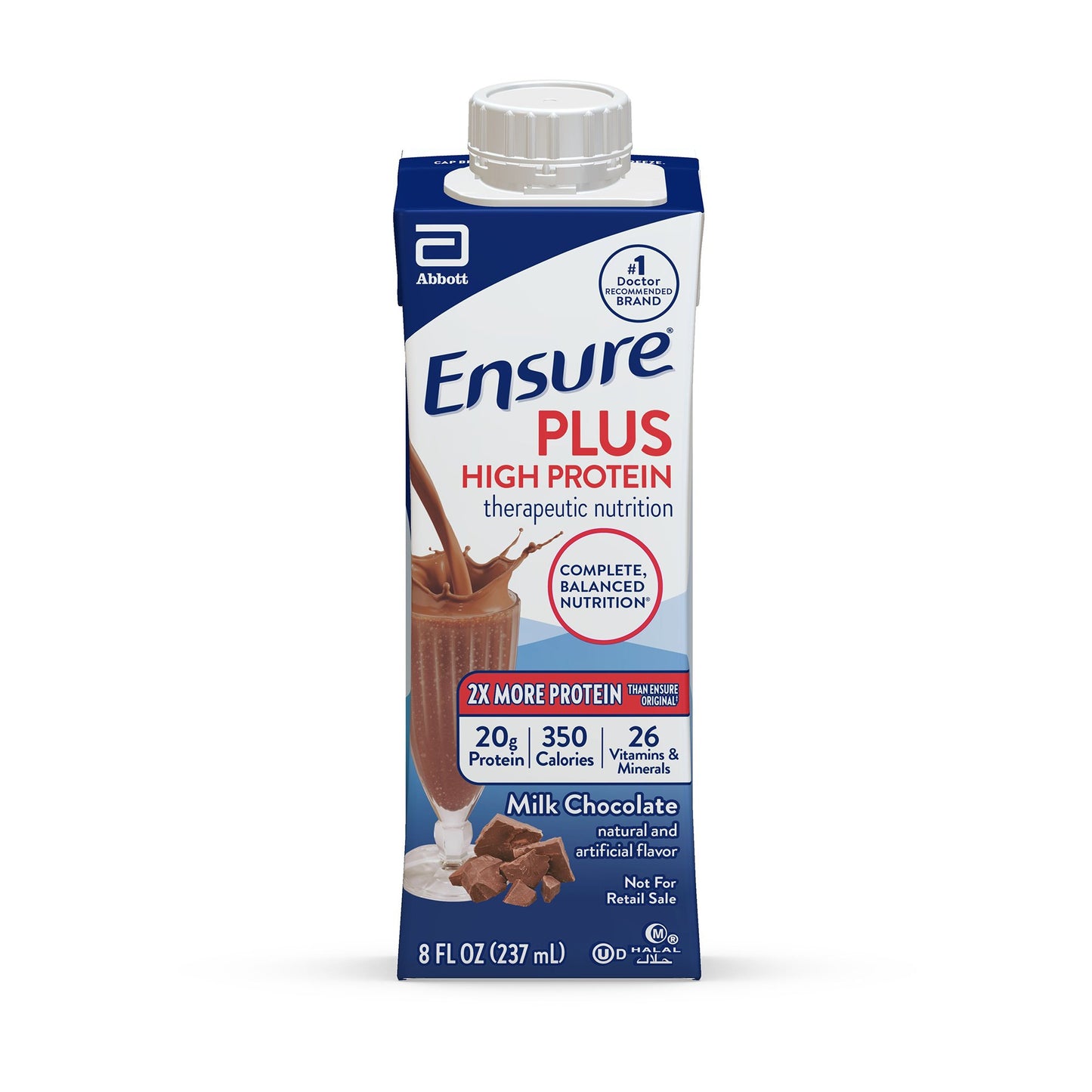 Ensure Plus high protein therapeutic nutrition shake packaging on a white background