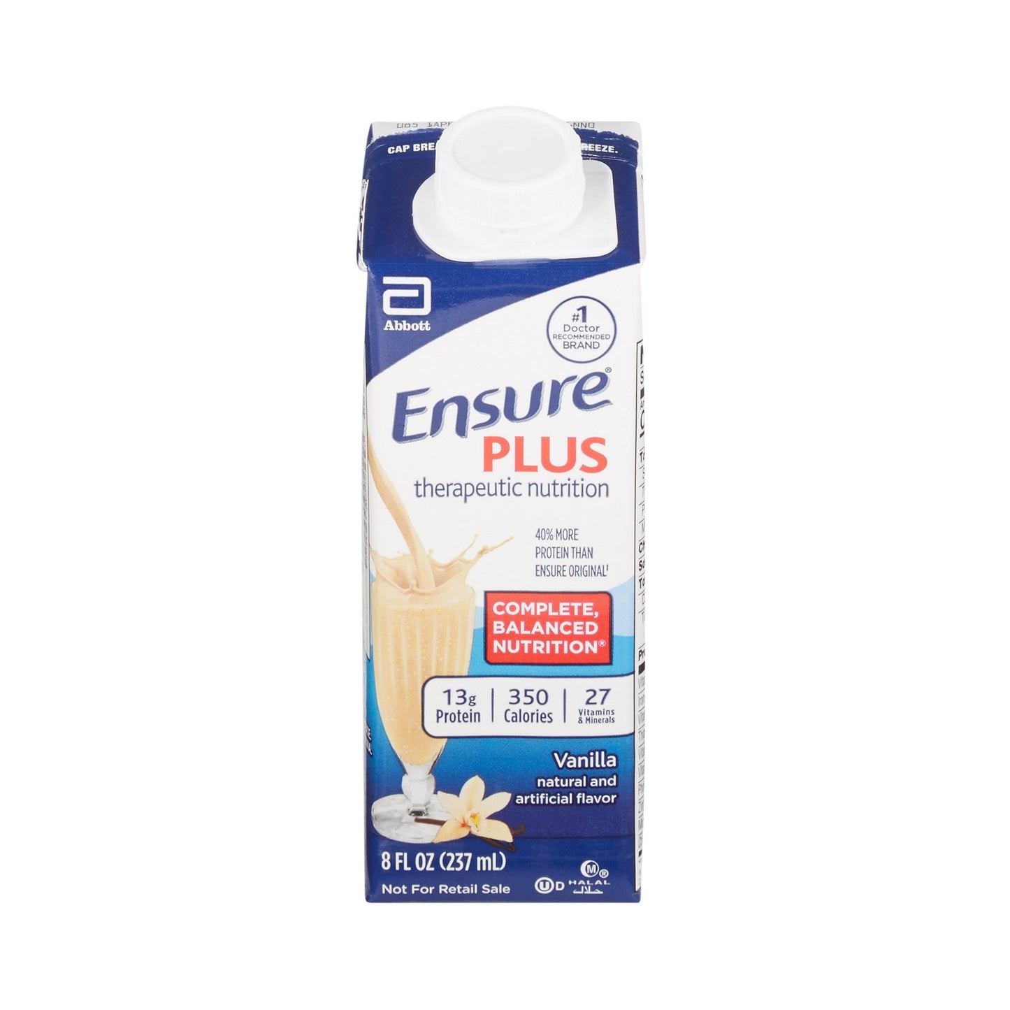 Ensure Plus therapeutic nutrition package on a white background
