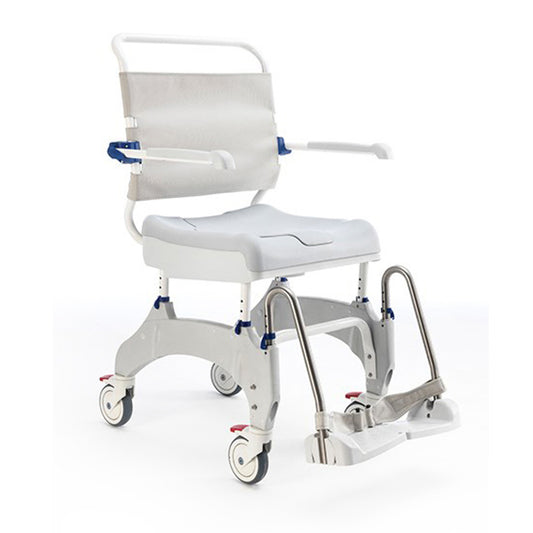 Medical shower chair with wheels on a white background
