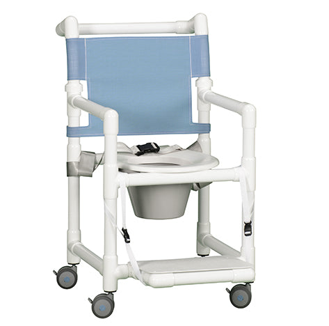 ECONOMY SHOWER CHAIR COMMODE W/FOOTREST & SAFETY BELT