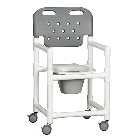 ECONOMY SHOWER CHAIR COMMODE, MOLDED BACKREST