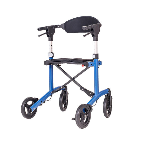 Blue walker with wheels on a white background