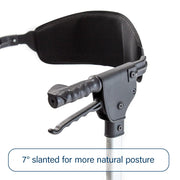 Black and gray adjustable neck support with a white background