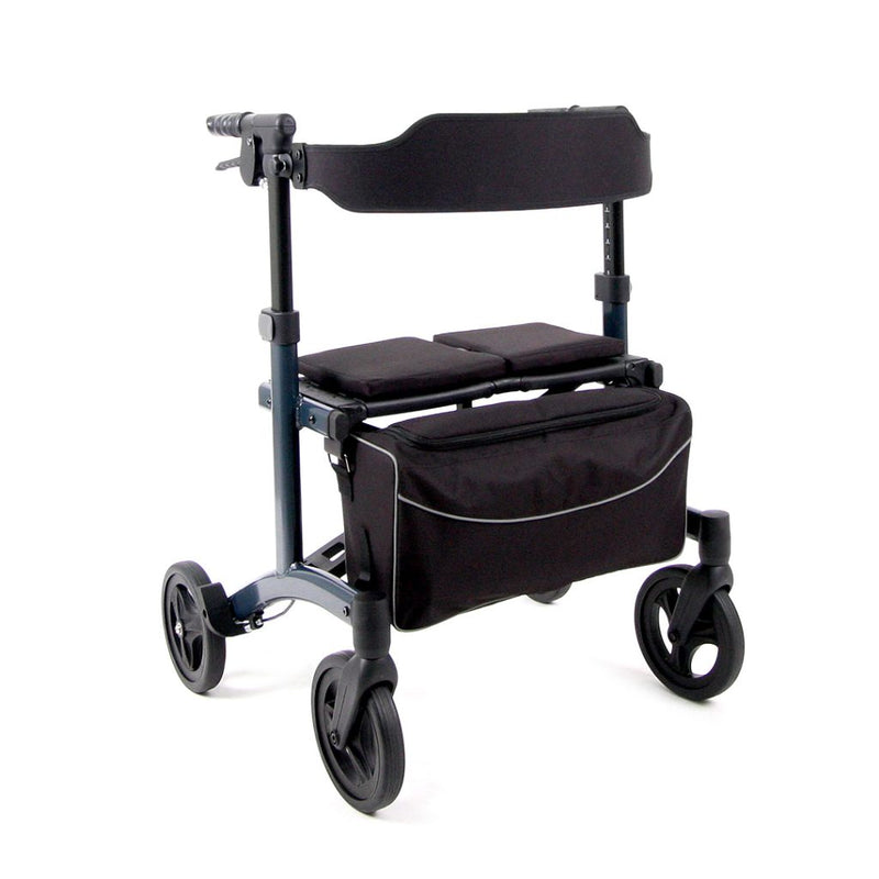 Black rollator walker on a white background