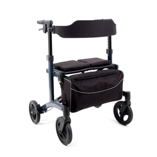 Black rollator walker on a white background