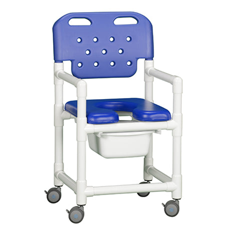 ECONOMY SHOWER CHAIR COMMODE, SOFT SEAT, TALL