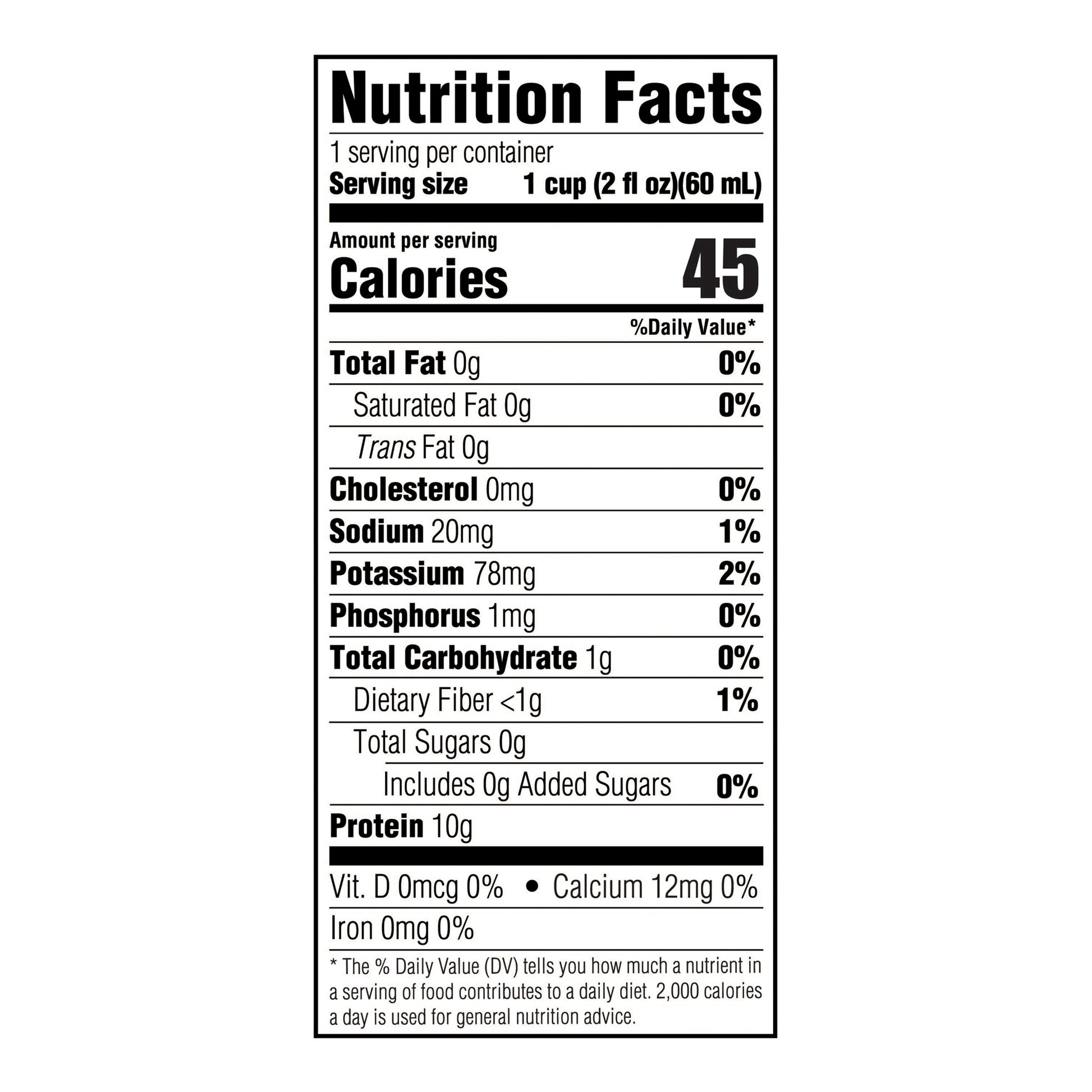 Nutrition facts label for a product with detailed nutritional information.