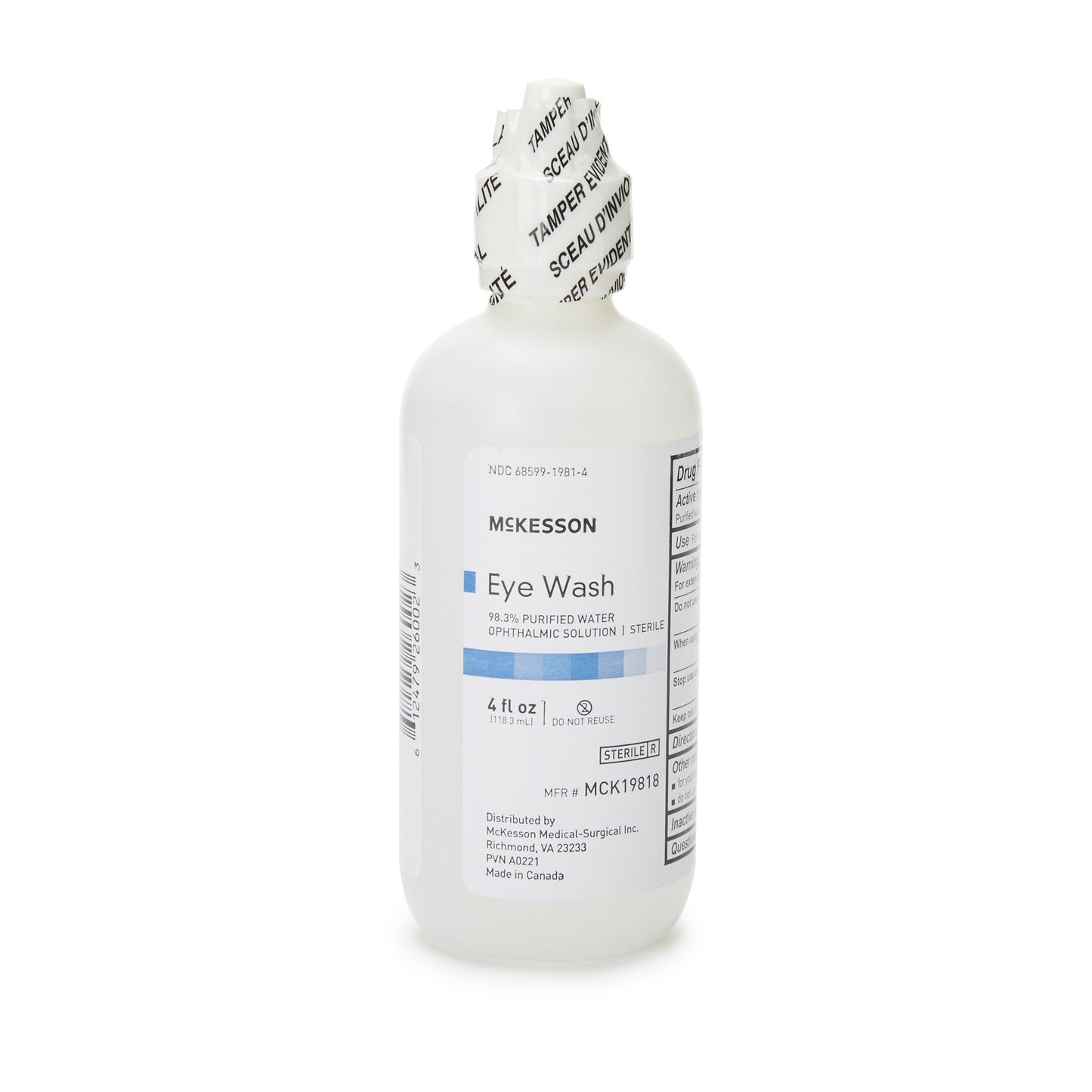 McKesson Sterile Eye Wash Solution 4 oz - Case of 144 Bottles
