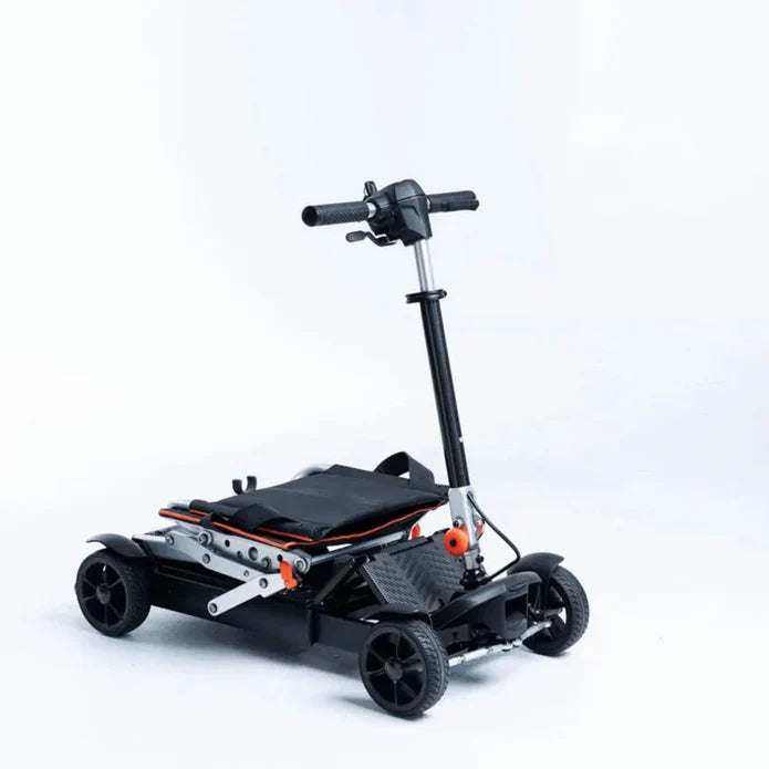 Black and orange scooter on a white background