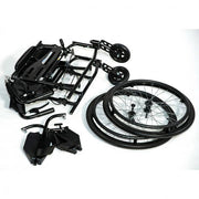 Black bicycle conversion kit with wheels and frame components on a white background