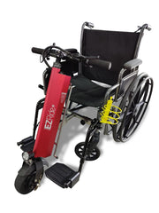 Electric wheelchair with scooter attachment on a white background