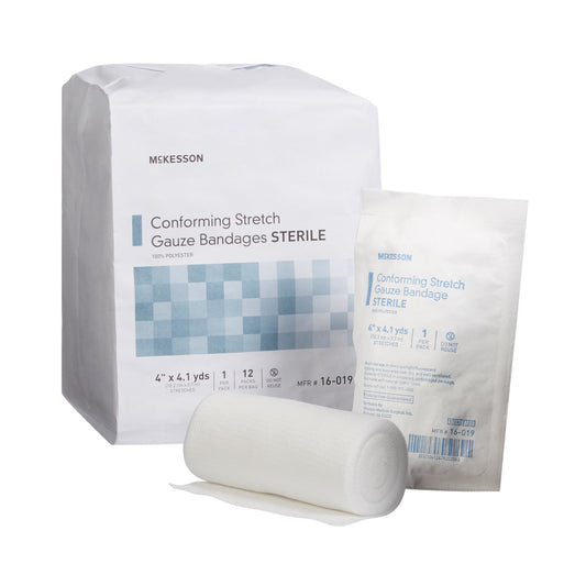 McKesson Conforming Bandage - 4 Inch x 4.1 Yard Sterile Polyester Roll, White