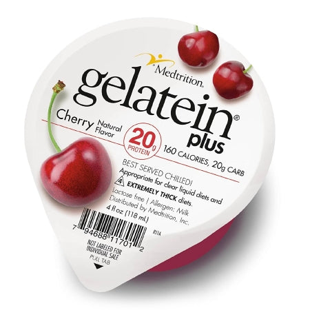 Oral Supplement Gelatein® Plus Cherry Flavor Gel 4 oz. Cup