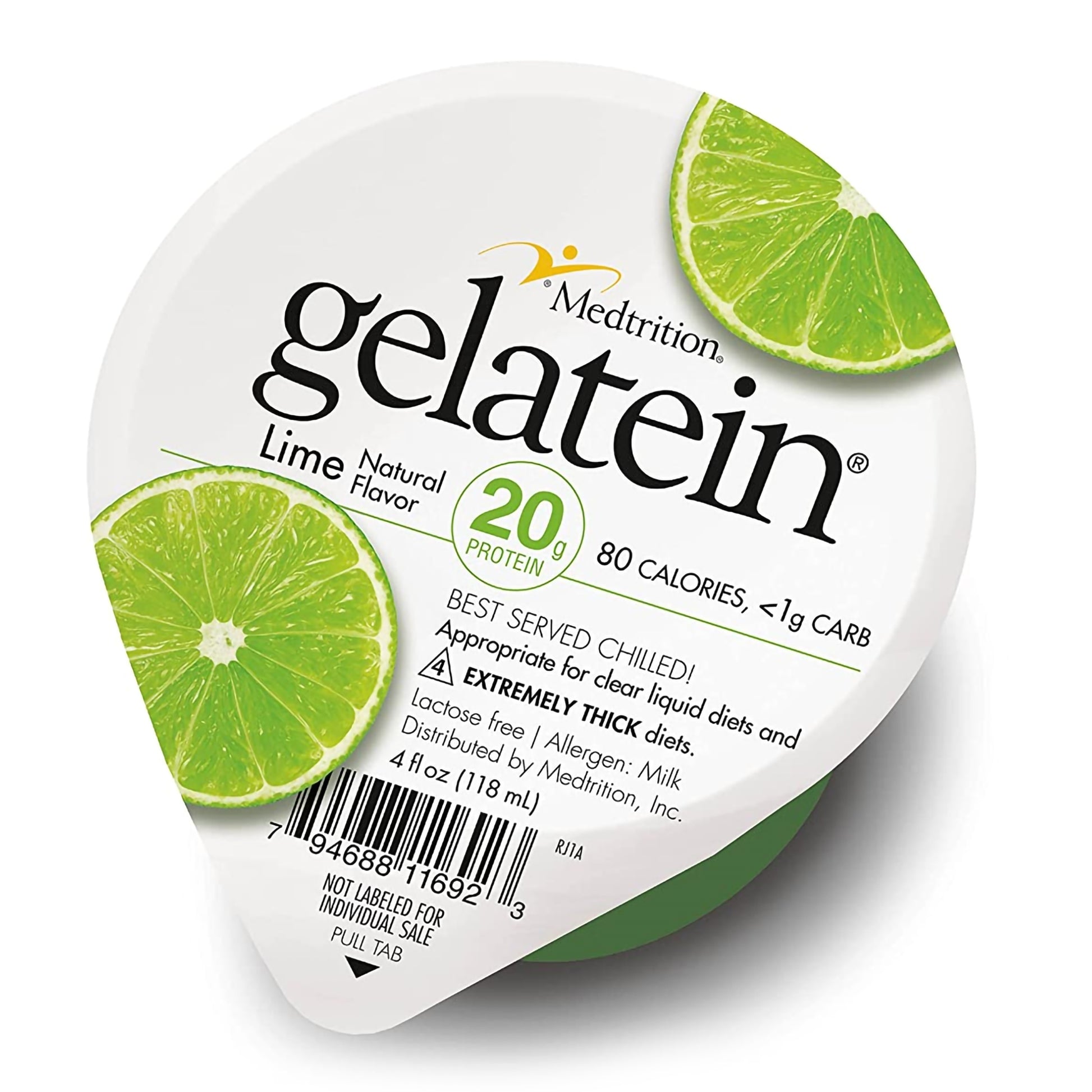 Medtrition gelatein container with lime flavor on a white background