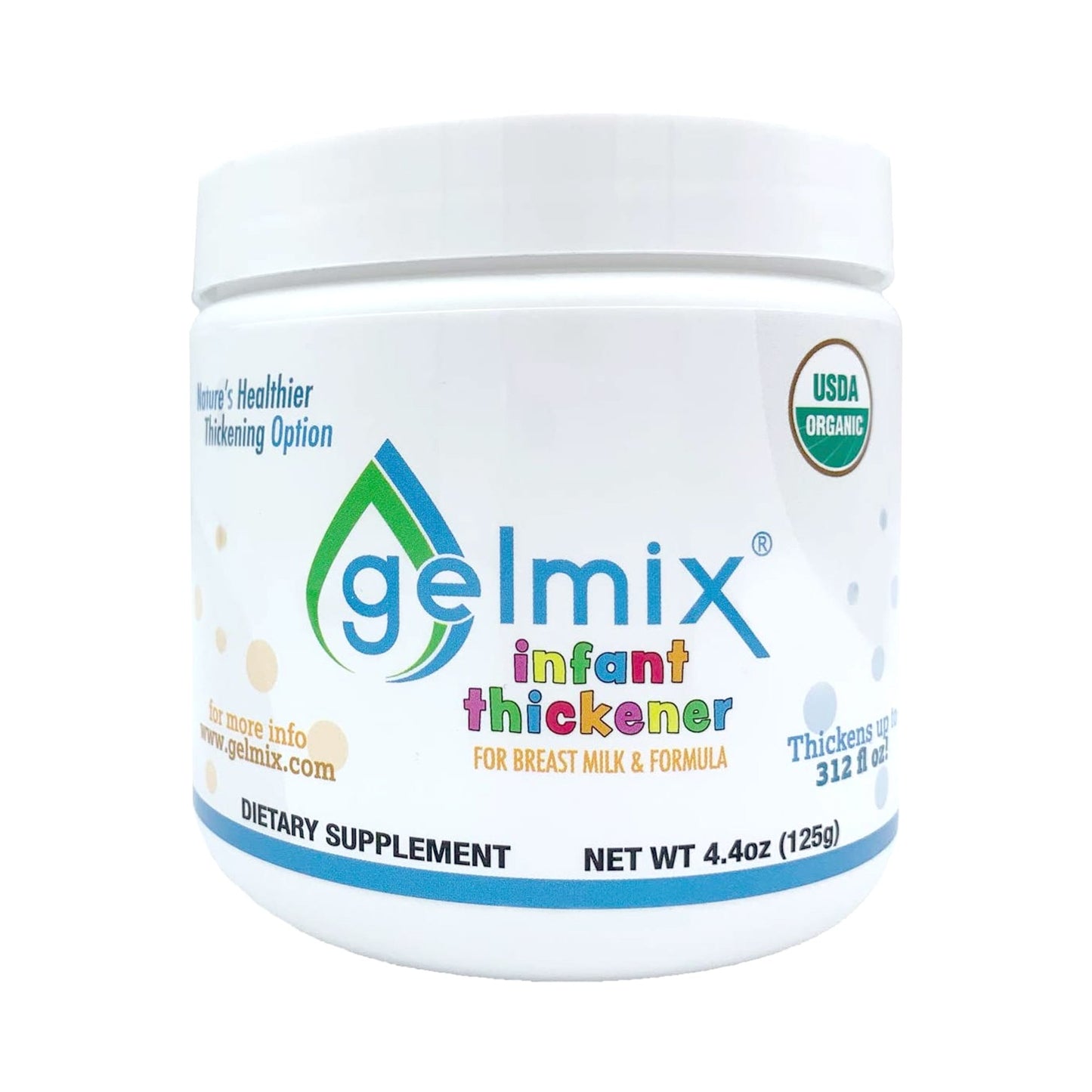 Gelmix infant thickener container on a white background