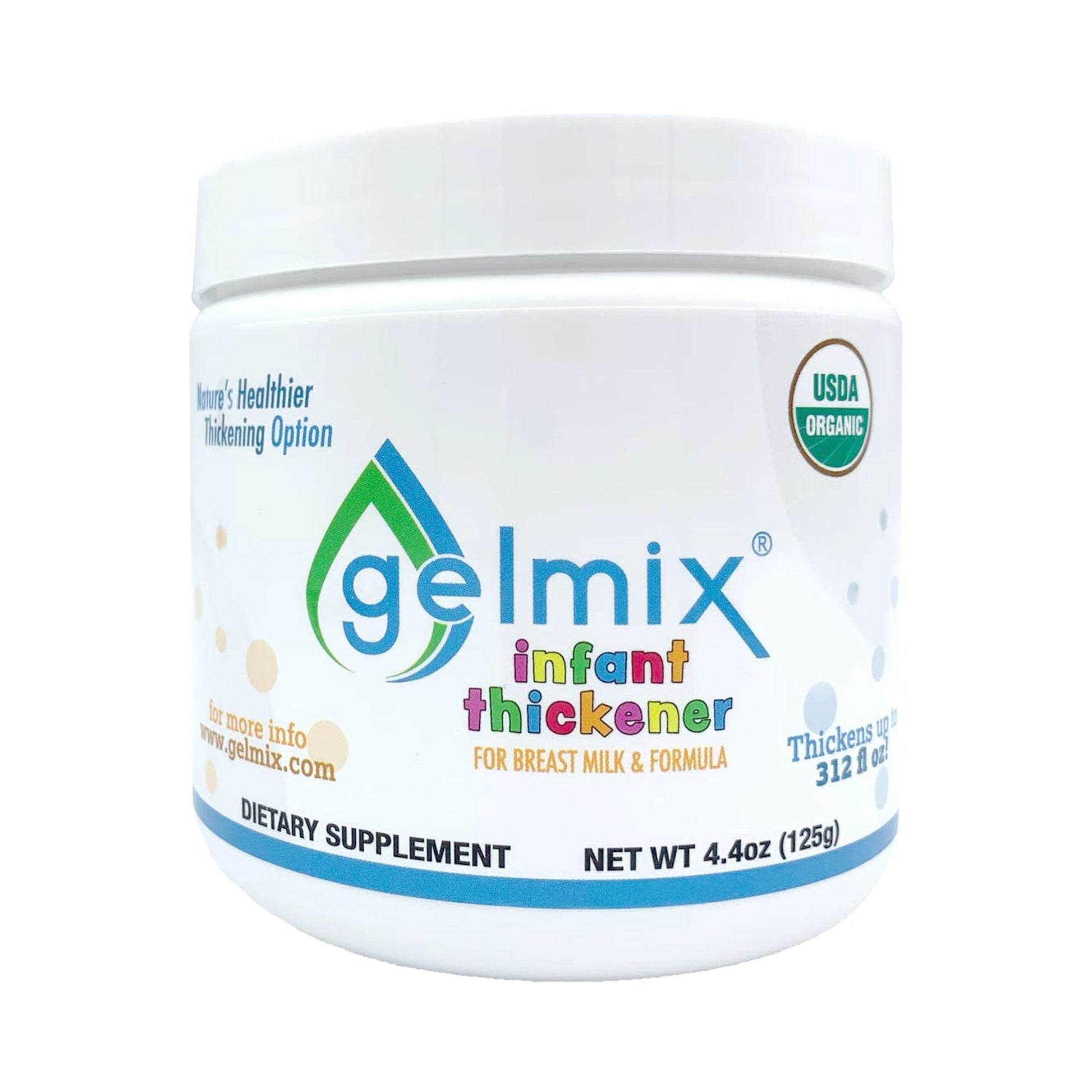 Gelmix infant thickener container on a white background