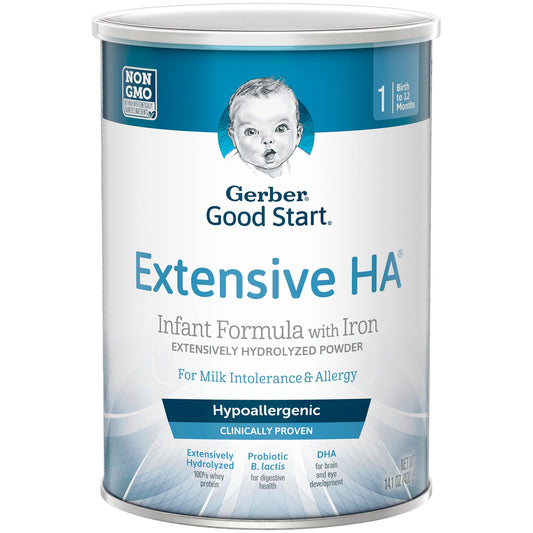 Gerber Good Start Extensive HA infant formula can on a white background