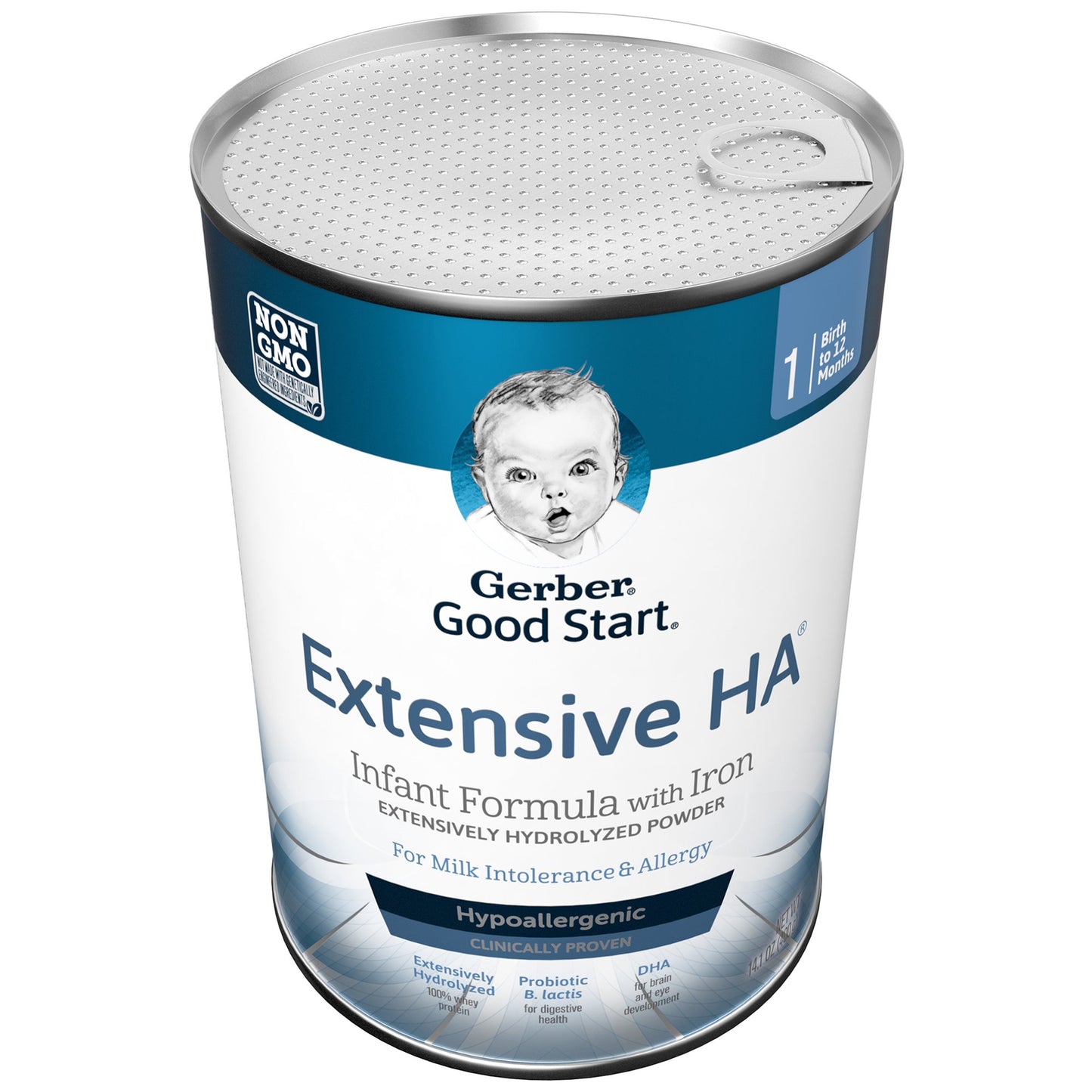 Gerber Good Start Extensive HA infant formula container on a white background