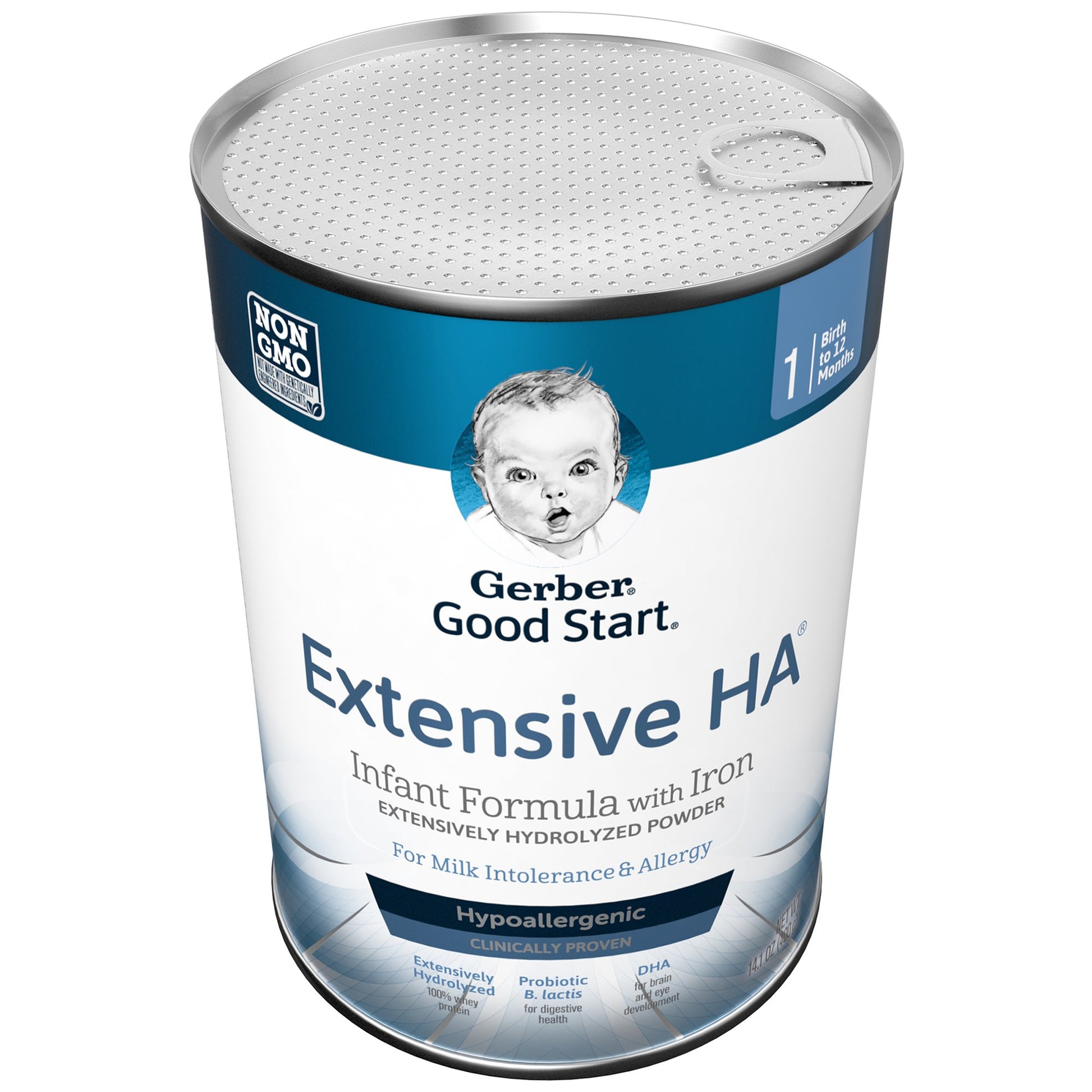 Gerber Good Start Extensive HA infant formula container on a white background
