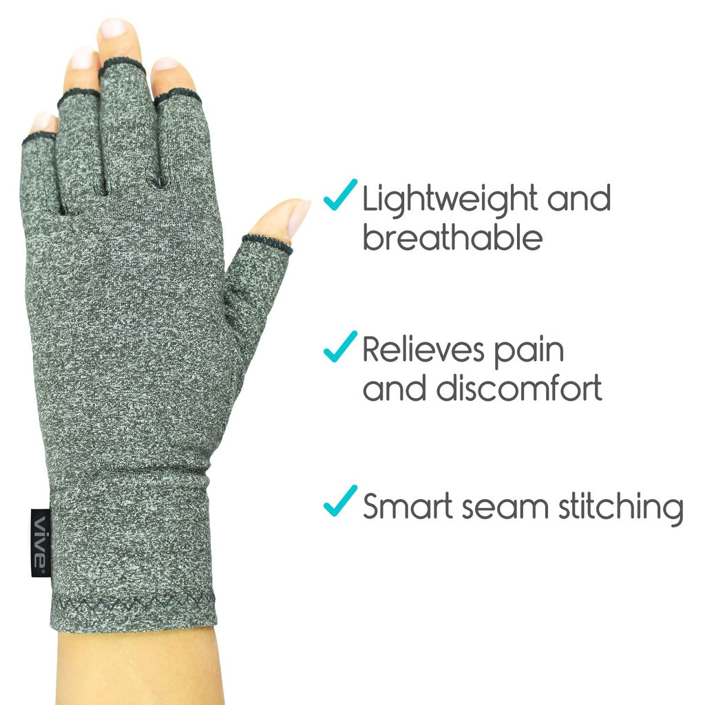 Green compression glove on a white background with text highlighting features
