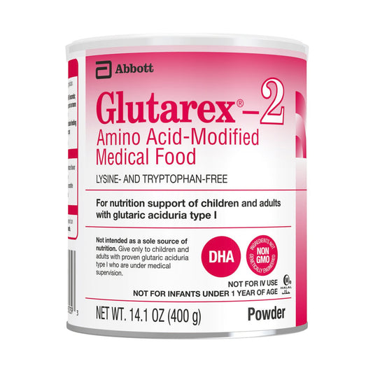 Can of Abbott Glutarex-2 medical food on a white background