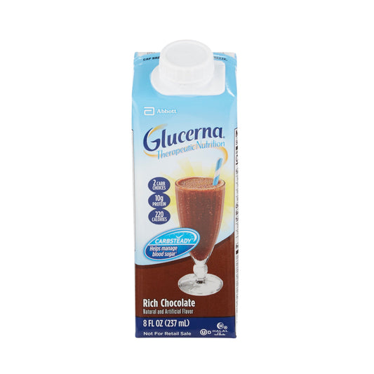 Glucerna Rich Chocolate therapeutic nutrition package on a white background