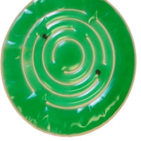 Green plate with a spiral design on a white background