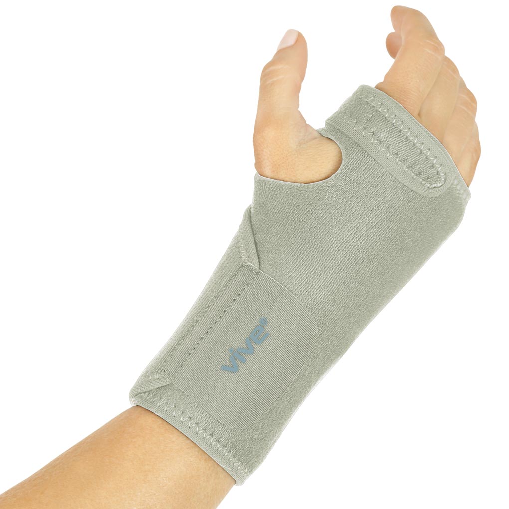 Gray wrist support brace on a white background