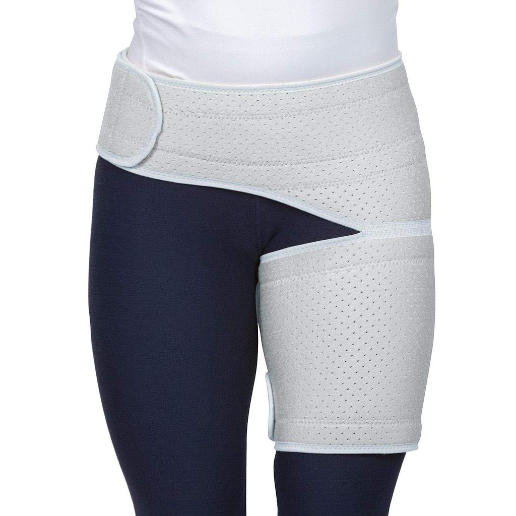 Navy leggings with white waistband and leg band on a white background