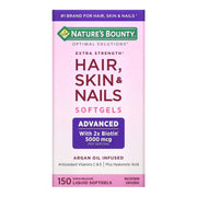 Nature's Bounty Hair, Skin & Nails supplement packaging on a white background