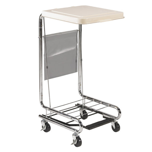 Portable cart with a white top and gray side panel on a white background