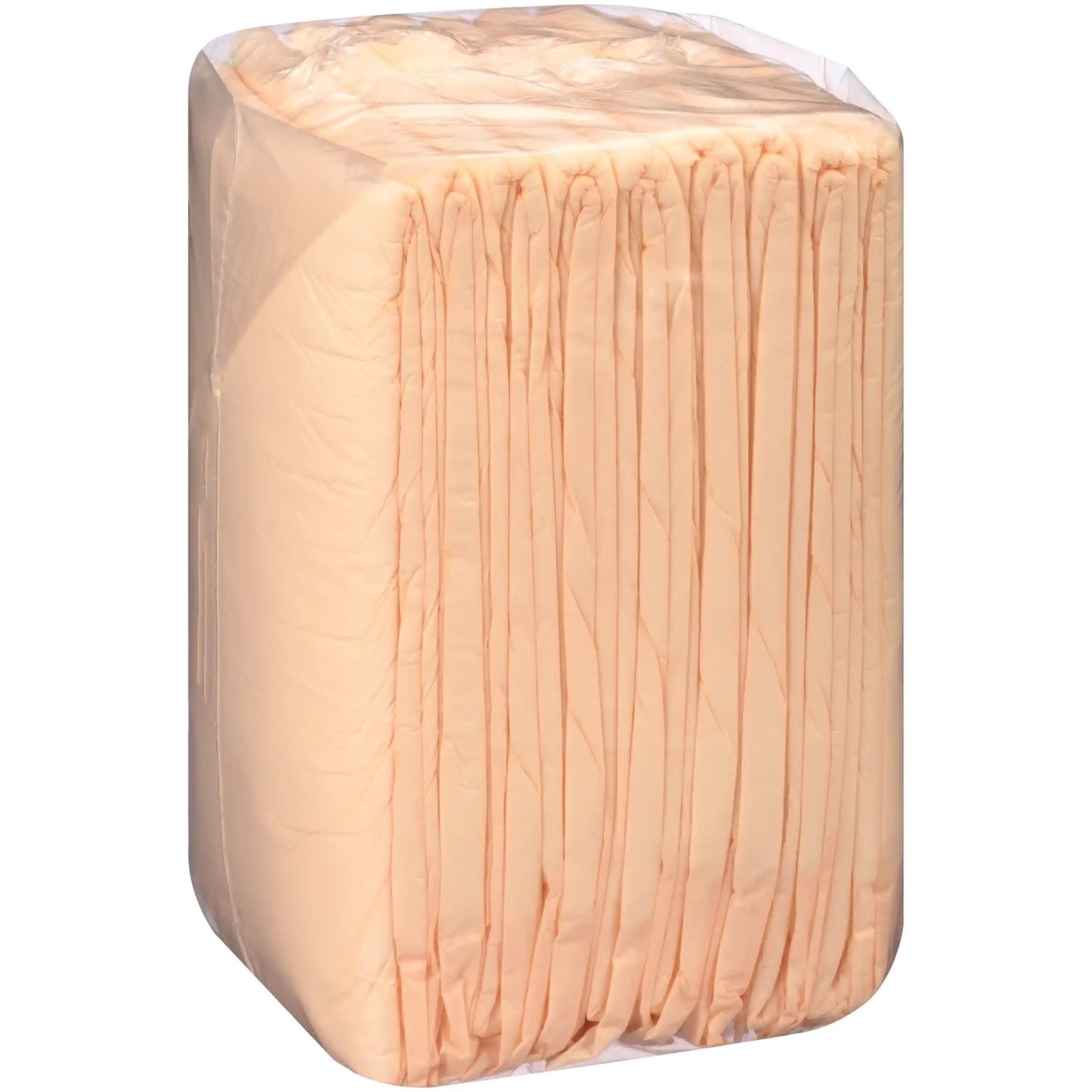 Block of light-colored soap wrapped in clear plastic on a white background