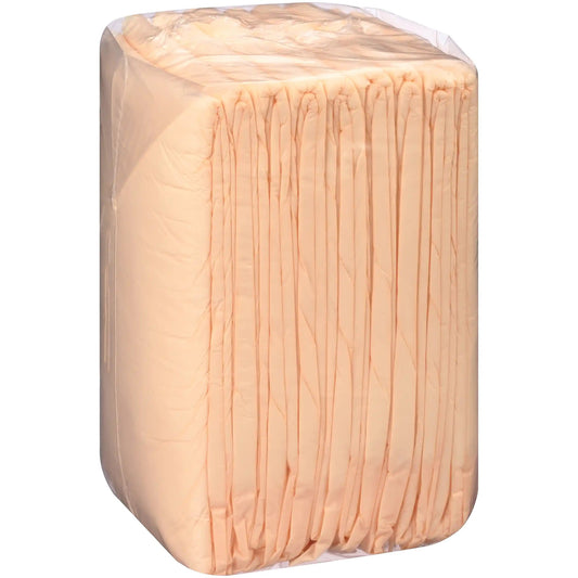 Block of light-colored soap wrapped in clear plastic on a white background