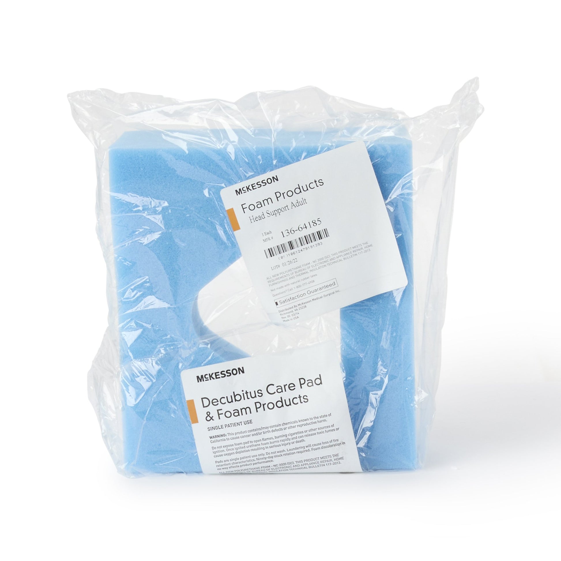 Package of McKesson decubitus care pad and foam products on a white background