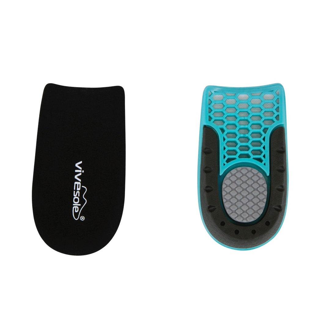 Black and blue shoe insert with 'Vivesorb' branding on a white background