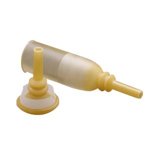 Yellow and beige medical device on a white background