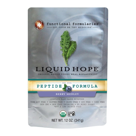 Package of Liquid Hope Peptide Formula with a leaf graphic on a white background