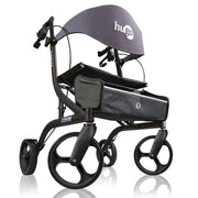 Black rollator with 'hugo' branding on a white background