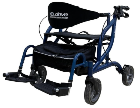 blue rollator with Drive branding on a white background