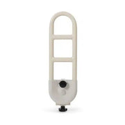 An off-white plastic safety guard rail with a three-step upright design and a black locking nut at the bottom, shown on a plain white background.