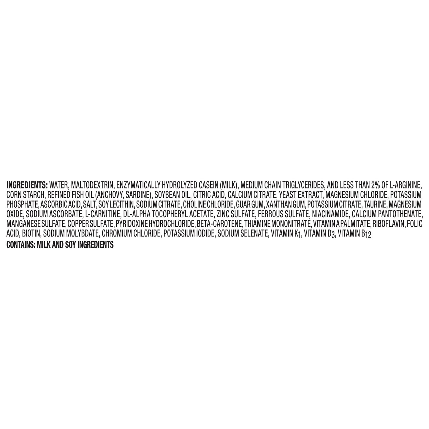 Long list of ingredients on a white background