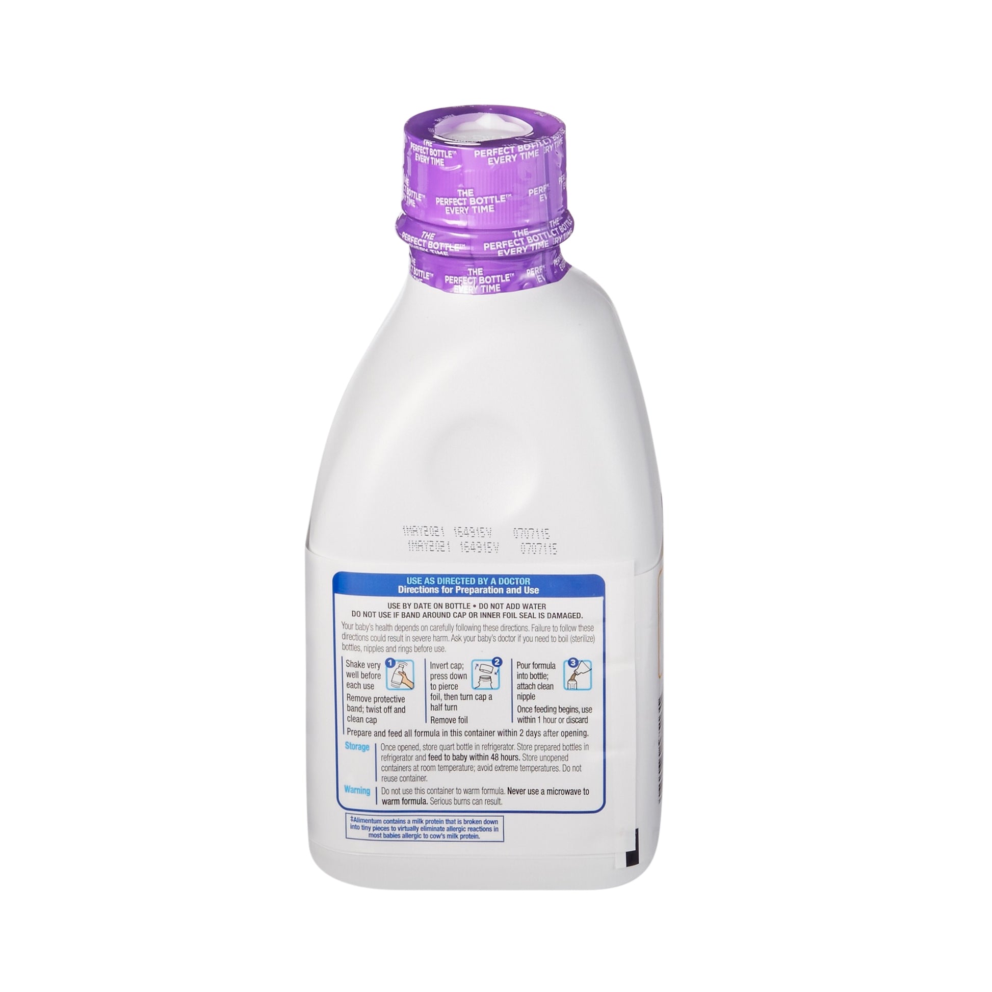 Bottle with a purple cap on a white background