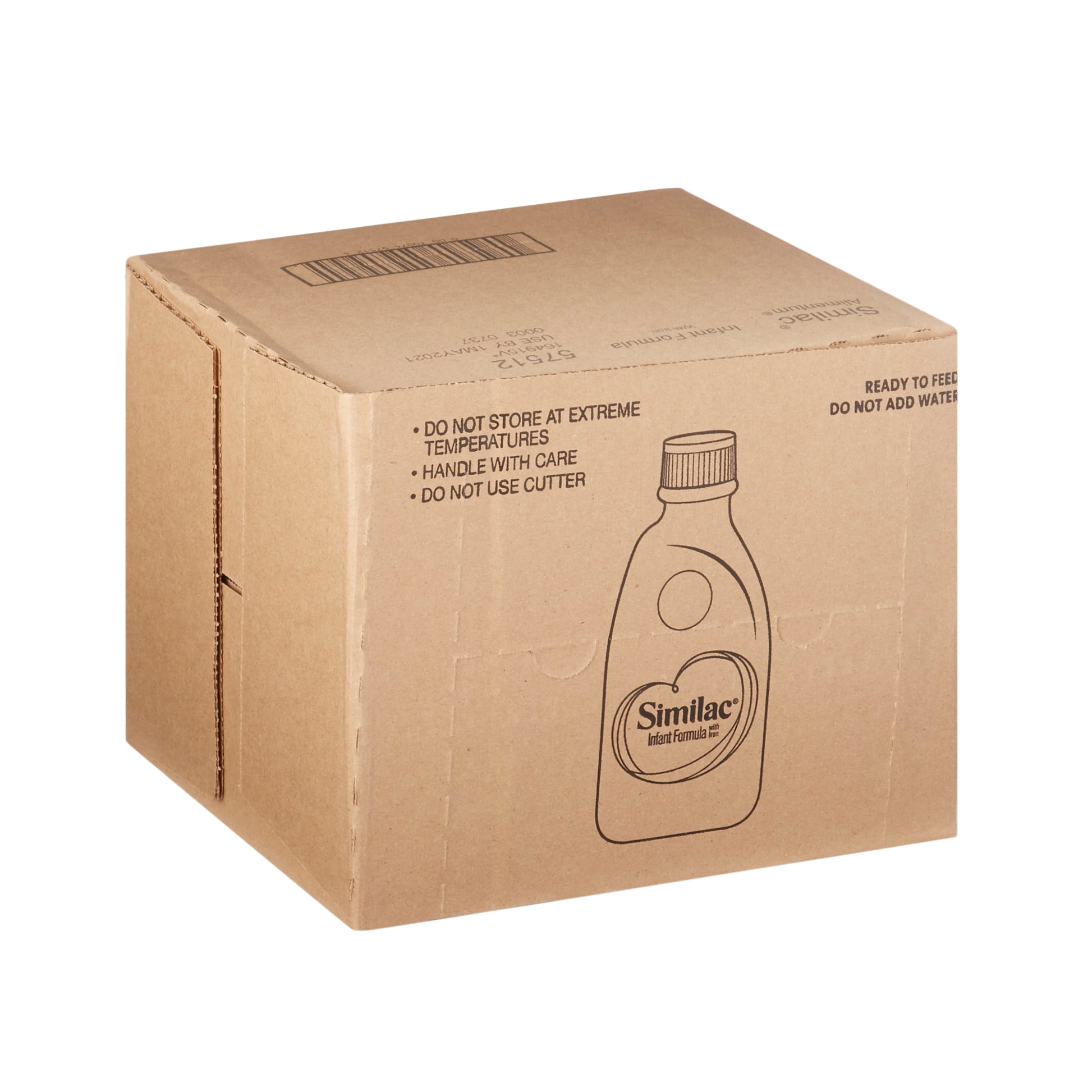 Cardboard box with Similac formula bottle illustration on a white background