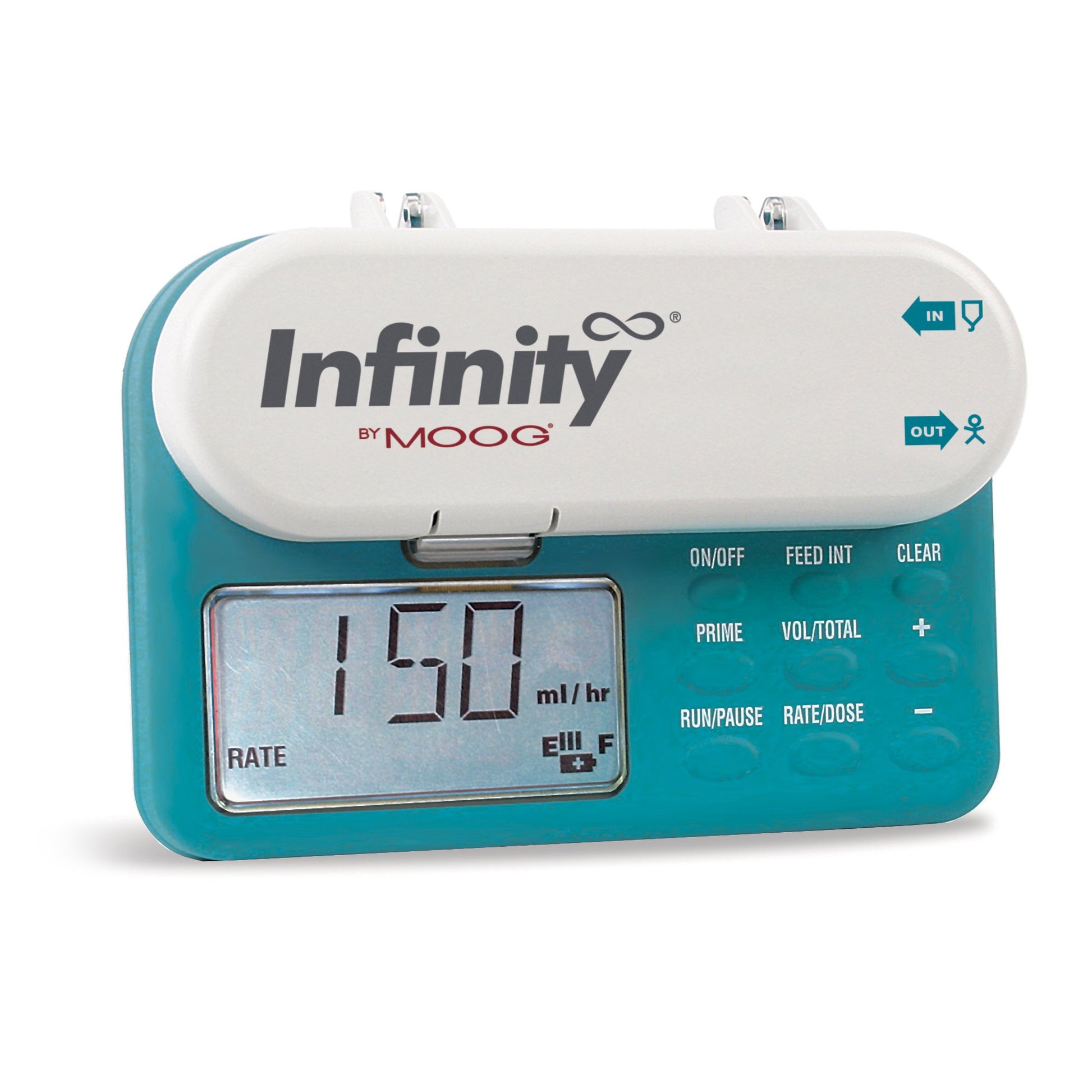 Infinity by Moog medical device with digital display on a white background