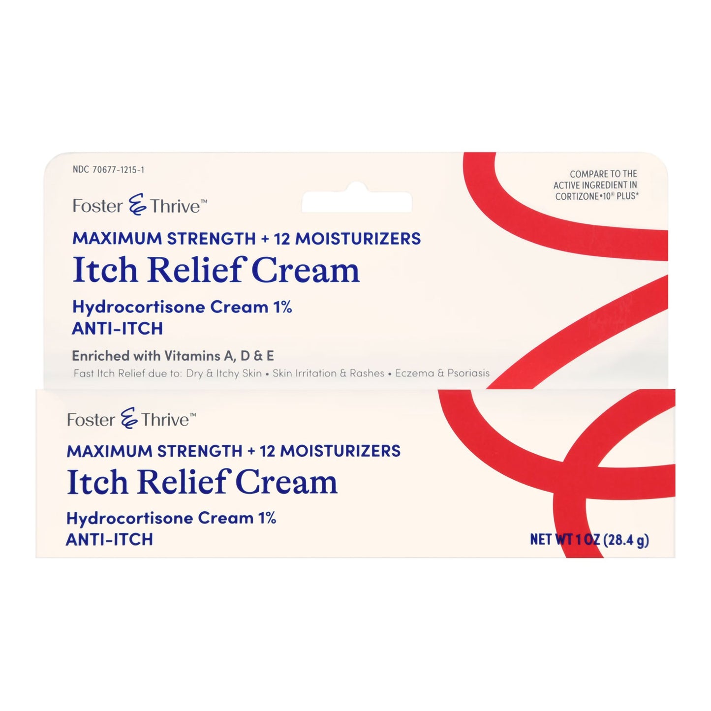 Foster & Thrive Itch Relief Cream packaging on a white background