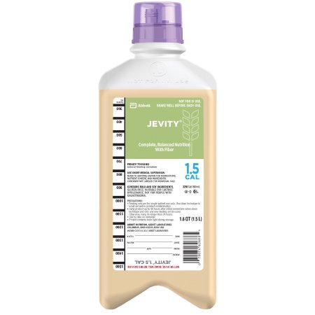 Jevity nutritional supplement bottle with a white label on a white background