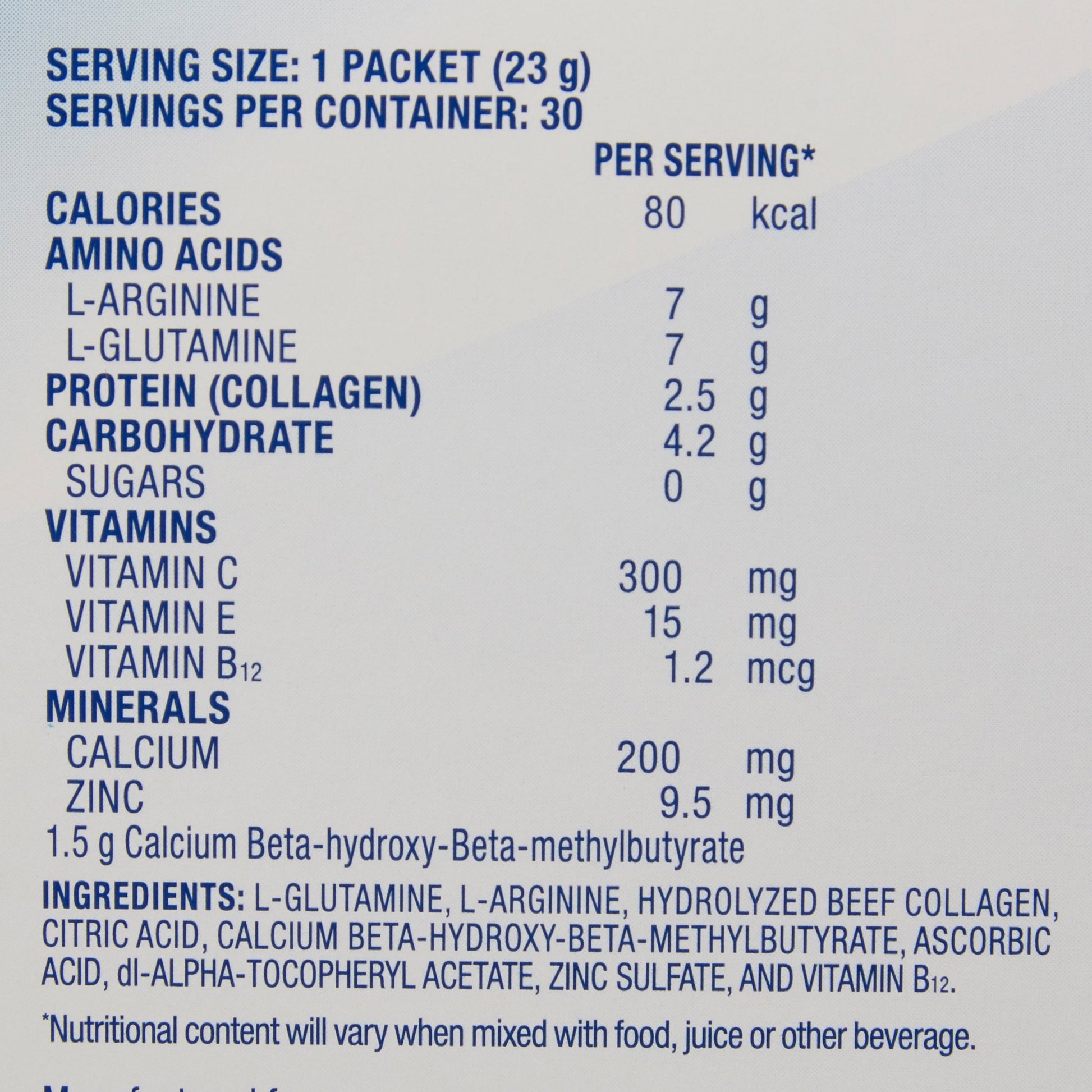 Oral Supplement Juven® Unflavored Powder 0.82 oz. Individual Packet