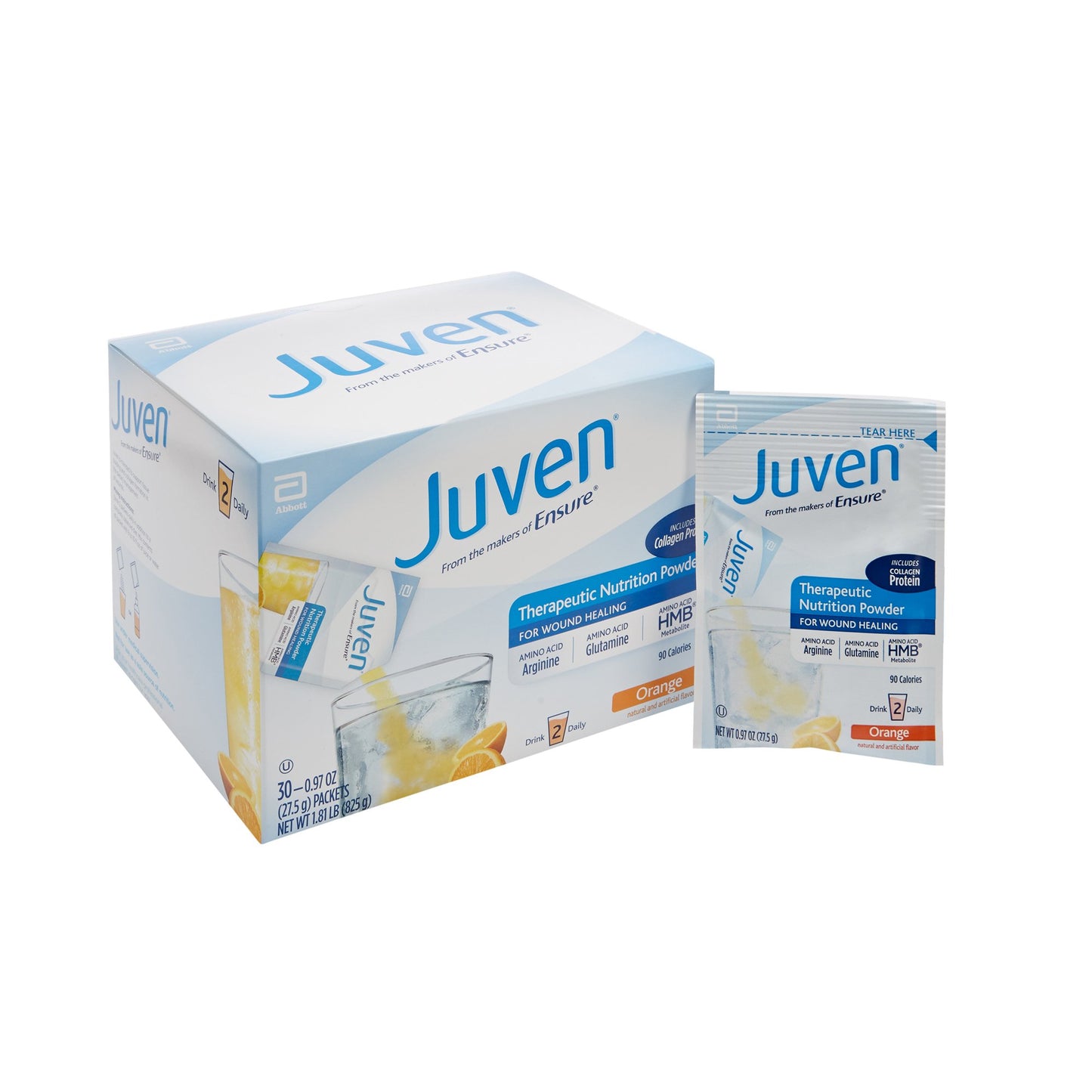 Juven therapeutic nutrition protein packaging on a white background