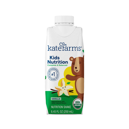 Kate Farms Kids Nutrition shake packaging on a white background
