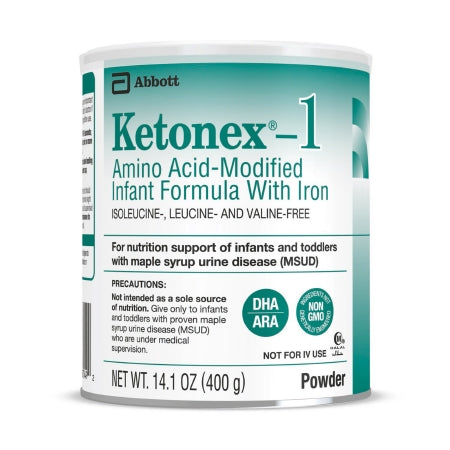 Ketonex-1 infant formula canister with Abbott branding on a white background